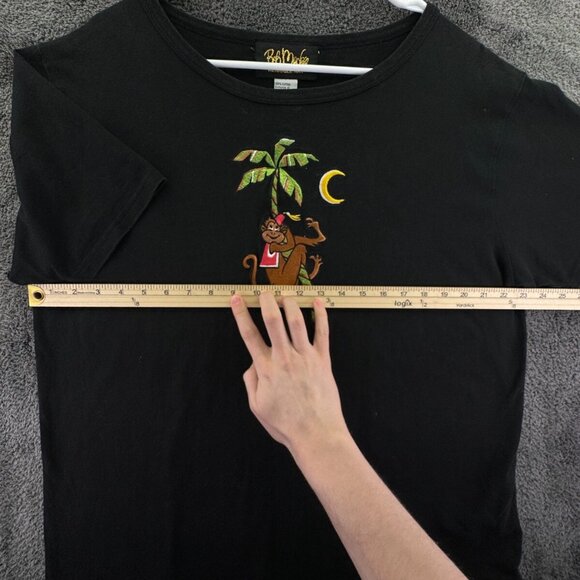 Bob Mackie Wearable Art T-shirt Size 1X Plus Black Monkey Tree Embroidery Beach - Picture 4 of 9
